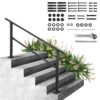 VEVOR Adjustable Wrought Iron Outdoor Stair Railing for 1 4 Steps