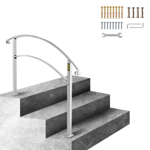 VEVOR Adjustable Wrought Iron Handrail for 3 Outdoor Steps