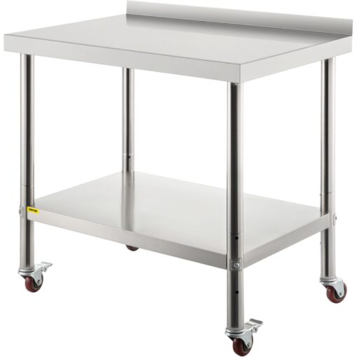 VEVOR Heavy Duty Stainless Steel Prep Table with Backsplash