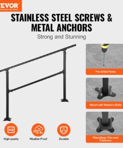 Matte Black Handrail with Installation Kit