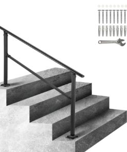 VEVOR Adjustable Wrought Iron Outdoor Stair Railing for 0-4 Steps