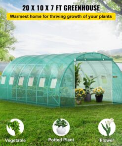 6 x 3 x 2.1 m (20 x 10 x 7 ft) Portable Plant Hot House with Galvanized Steel Hoops
