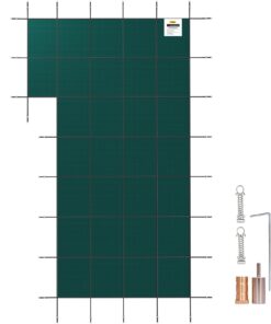 VEVOR Zemes Baseina Drošības Pārsegs 5.49 x 10.36 m (18 x 34 ft) ar Kreiso Pakāpienu - Piemērots 4.88 x 9.75 m (16 x 32 ft) Baseinam