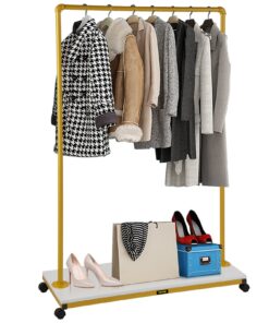 VEVOR Heavy-duty Gold Garment Rack with Bottom Shelf