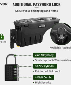 Waterproof ABS Wheel Well Tool Box 20 L / 6.6 Gal with Combination Padlock