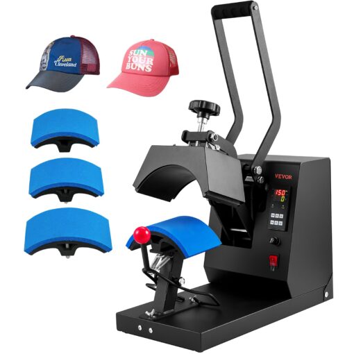 VEVOR 4 in 1 Hat Heat Press Machine with LCD Timer