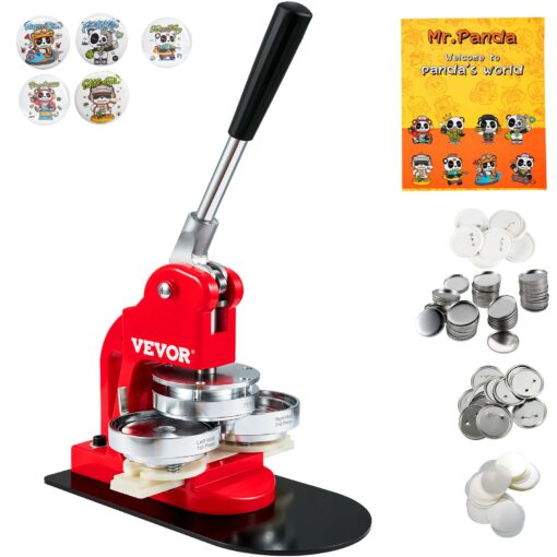 VEVOR 75 mm 3 inch Button Maker Machine Kit with 500 Parts Circle Cutter for DIY Badges