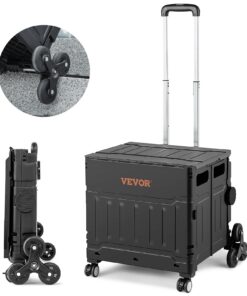 VEVOR 53L (14 Gallon) Stair Climbing Shopping Cart with Lid and Adjustable Handle - Foldable and Heavy-Duty