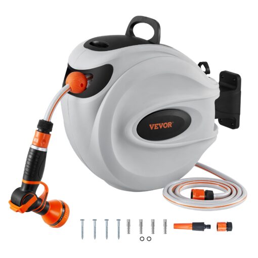 VEVOR Retractable Garden Hose Reel with 25m 82ft x 13cm 12in Hose