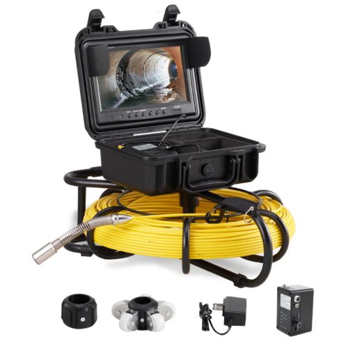 VEVOR Sewer Camera with 9 Inch 720p LCD Screen and 300 ft 915 m Cable for Pipe Inspection