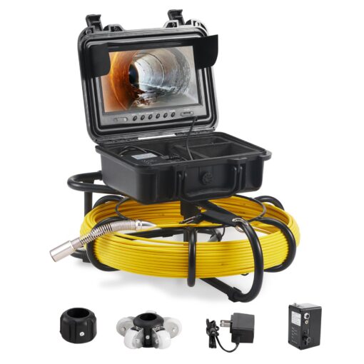 VEVOR Pipe Inspection Sewer Camera with 9 inch 23 cm 720p Screen and 165 ft 50 m Cable