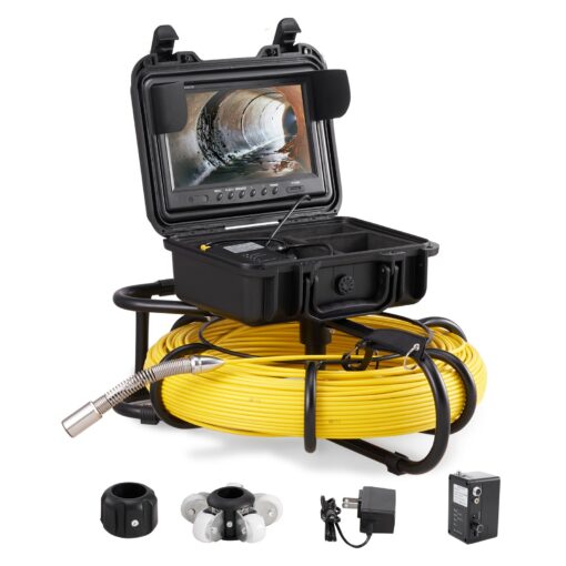 VEVOR Sewer Pipe Inspection Camera with 9 inch 23 cm 720p Screen and 393 ft 120 m Cable