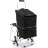 VEVOR 50L 132 Gallon Stair Climbing Foldable Shopping Cart with Waterproof Bag and Foldable Seat