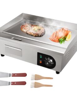 VEVOR 3000W Electric Countertop Griddle 54x30 cm (21x12 inch) Stainless Steel Flat Top Grill