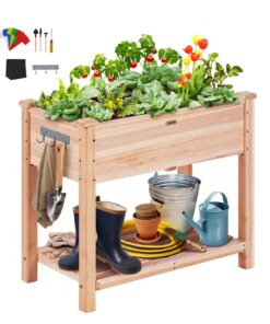 VEVOR Wooden Raised Garden Bed Planter Box with Tools 86x46x76 cm (33.9x18.1x30 in) for Flowers