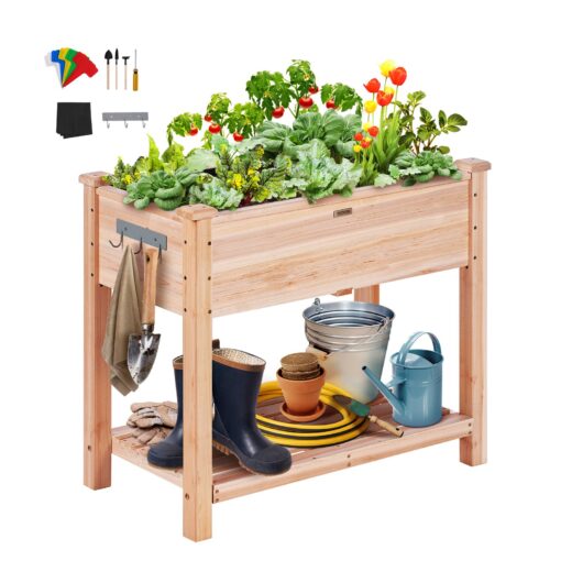 VEVOR Wooden Raised Garden Bed Planter Box with Tools 86x46x76 cm 339x181x30 in for Flowers