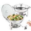 VEVOR 2 Pack Round Chafing Dish Set with Full Size 38L 4Qt Pans
