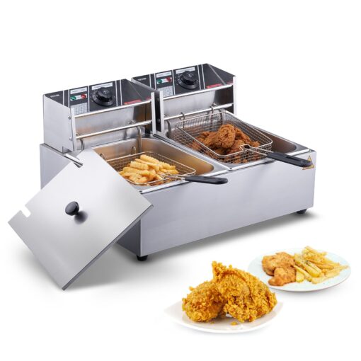 VEVOR Commercial Electric Deep Fryer with Dual 86L91Qt Tanks Adjustable Temperature Control