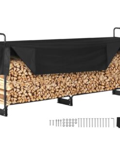 VEVOR Heavy Duty 2.6m (8.5ft) Outdoor Firewood Rack with 600D Oxford Waterproof Cover