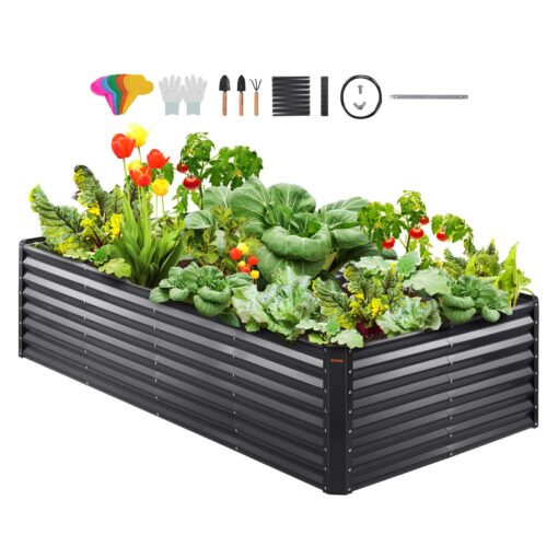 VEVOR Galvanized Metal Raised Garden Bed 240 x 120 x 60 cm 945 x 472 x 236 in Planter Box for Flowers