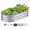 VEVOR Galvanized Metal Raised Garden Bed 122 x 62 x 28 cm 482 x 246 x 11 inch Planter Box for Flowers