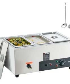 VEVOR Commercial Electric Countertop Food Warmer with Three 7.6L (8 Qt) Pans