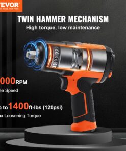 Lightweight 4.6 lb (2.1 kg) Pneumatic Impact Gun with 11-Piece CR-V Steel Socket Set & Carrying Case