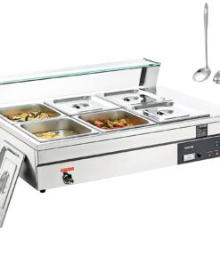 VEVOR Commercial Electric Countertop Buffet Food Warmer with Glass Shield