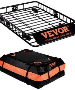 VEVOR Heavy-Duty Roof Rack Cargo Basket 130.5 x 91.5 x 12.7 cm (51 x 36 x 5 in) with Waterproof Cargo Bag