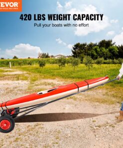 Adjustable 2.4-2.9 m (96''-116'') Carbon Steel Mover with 41 cm (16'') Pneumatic Tires and Non-slip Bracket for Kayak