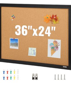 VEVOR Large Cork Bulletin Board 91x61 cm (36x24 inches) with MDF Frame and 10 Pushpins for Home