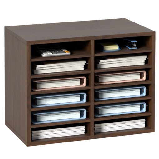 VEVOR Wood Literature Organizer with 12 Adjustable Compartments 52x30x41 cm 204x12x161 in Sturdy