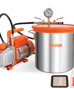 VEVOR 11.3L (3 Gallon) Vacuum Chamber and 5.9 m³/h (3.5 CFM) Pump Kit with Tempered Glass Lid