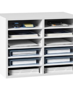 VEVOR 12-Compartment Adjustable Wood Literature Organizer