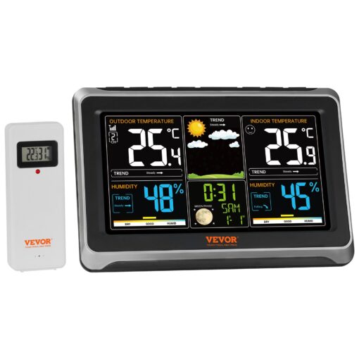 VEVOR 7 in 1 Wireless Weather Station with 19 cm 75 in Color Display