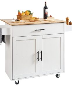 VEVOR Mobile Kitchen Island Cart with Solid Wood Top