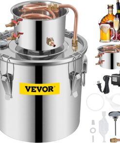 Vevor 36L (9.6 Gal) Moonshine Still Distillery Kit with Water Pump - Stainless Steel and Copper Whiskey