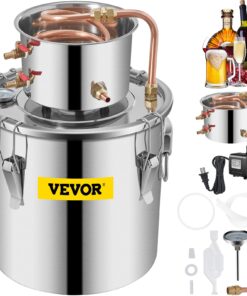 VEVOR 12.5L (3.3 Gal) Moonshine Still Distillery Kit with Water Pump and Thermometer for Whiskey