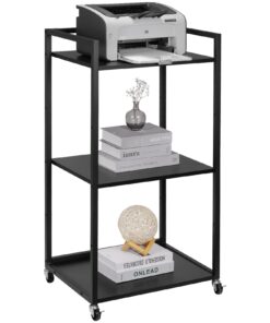 VEVOR Black 3-Tier Adjustable Printer Stand with Wheels