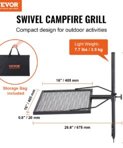 Adjustable Open Fire Cooking Grate with Portable Design - 3.5 kg / 7.7 lbs
