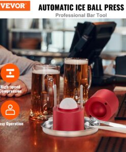 Red Aircraft Aluminum Alloy Ice Sphere Maker with Tong and Drip Tray for Whiskey