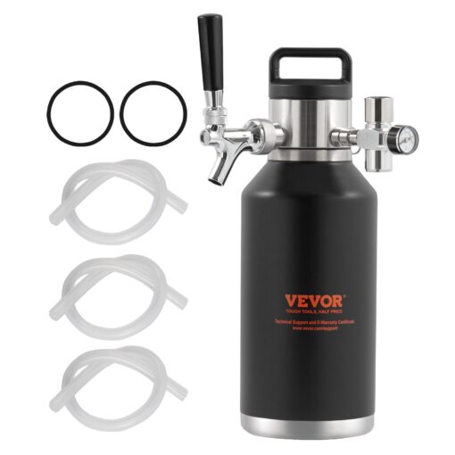 VEVOR 64oz 189L Portable Stainless Steel Mini Beer Keg System with CO2 Regulator and Pressure Display