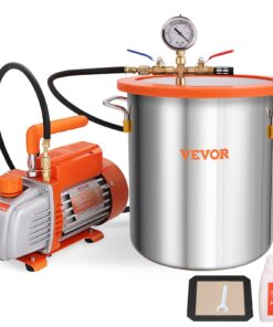 VEVOR 18.9 Liter (5 Gallon) Vacuum Chamber & 100 LPM (3.5 CFM) Pump Kit with Tempered Glass Lid and 250 ml Oil