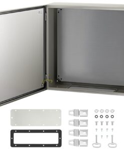 VEVOR NEMA 4X Steel Electrical Enclosure 610 x 610 x 203 mm (24 x 24 x 8 in) IP66 Waterproof & Dustproof Junction Box with Mounting Plate for Outdoor/Indoor Use