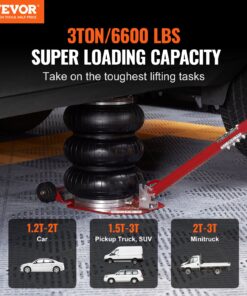 Fast Lifting Pneumatic Jack with Adjustable Handle and Six Steel Pipes for Cars and SUVs - Red