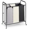 VEVOR Heavy Duty 3 Section Laundry Sorter Cart with 600D Oxford Cloth Bags and Lockable Wheels