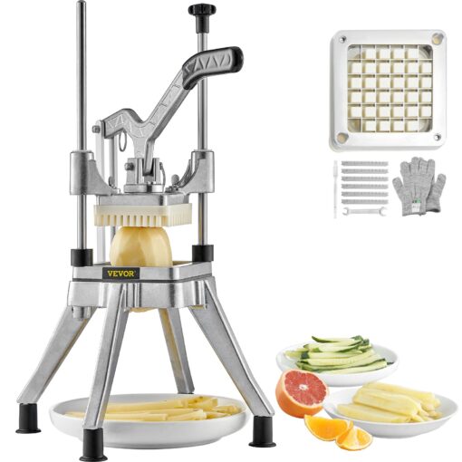 VEVOR Heavy Duty Stainless Steel Vegetable and Fruit Chopper with 127 cm 12 Blade Professional Food Dicer and French Fry Cutter for Potatoes