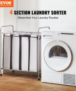 76.5 x 40.6 x 86.6 cm (30.1 x 16 x 34.1 in) Rolling Laundry Hamper for Clothes Storage