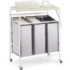 VEVOR 3 Section Laundry Sorter Cart with 72x405cm Ironing Board