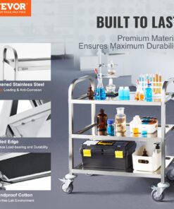 3-Tier Lab Cart with Lockable Wheels